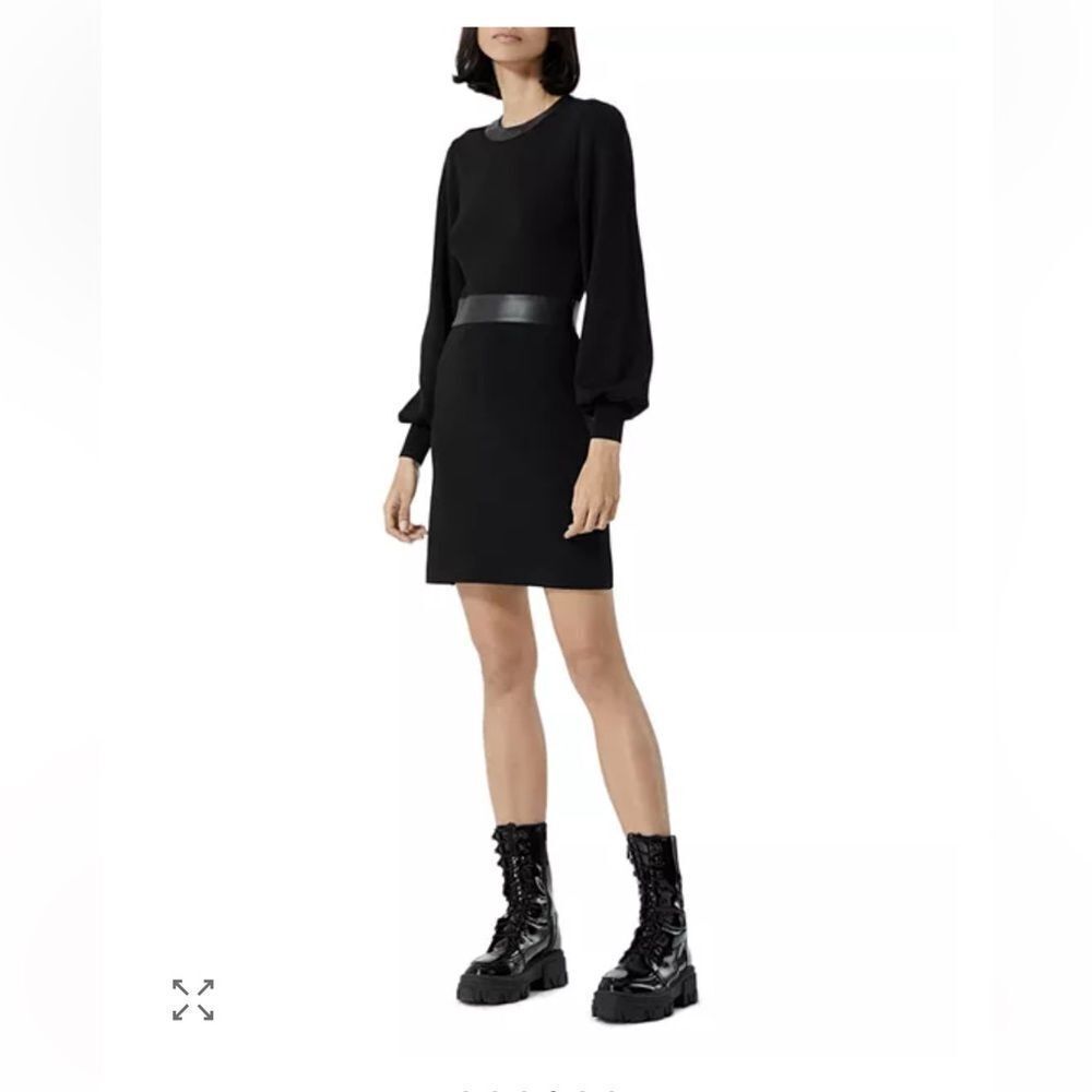$275 The Kooples Faux Leather Trim Knit Dress